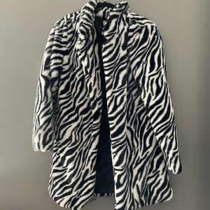 Zebra print faux fur jacket